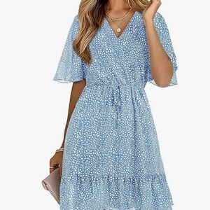 Blue and White Tiered Ruffle Midi Sundress